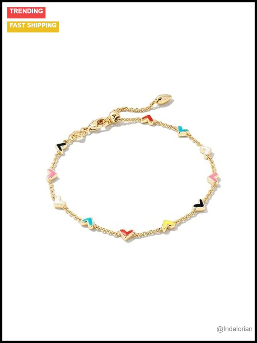 Kendra Scott Haven Delicate Chain Bracelet Heart Charm Gold Plated